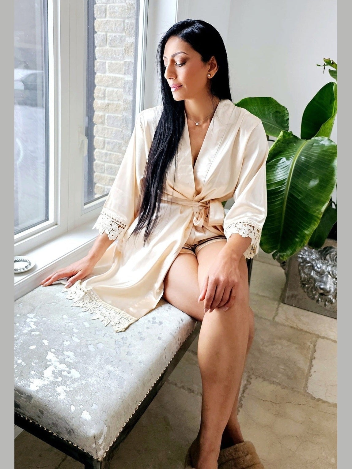 Satin Robe - Champagne Baby