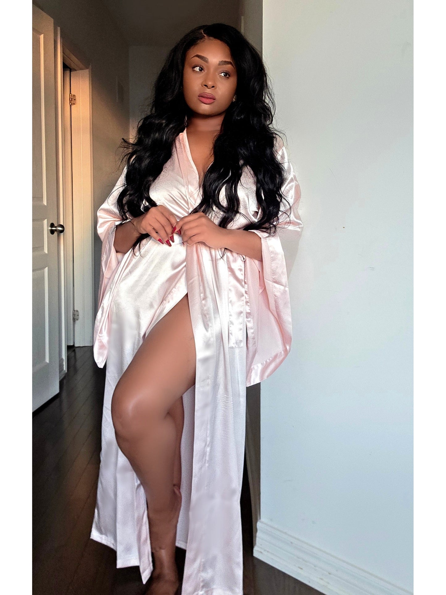Satin Robe - Georgia Peach