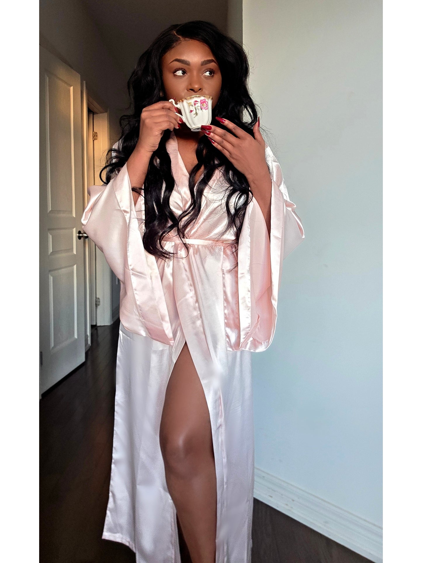 Satin Robe - Georgia Peach