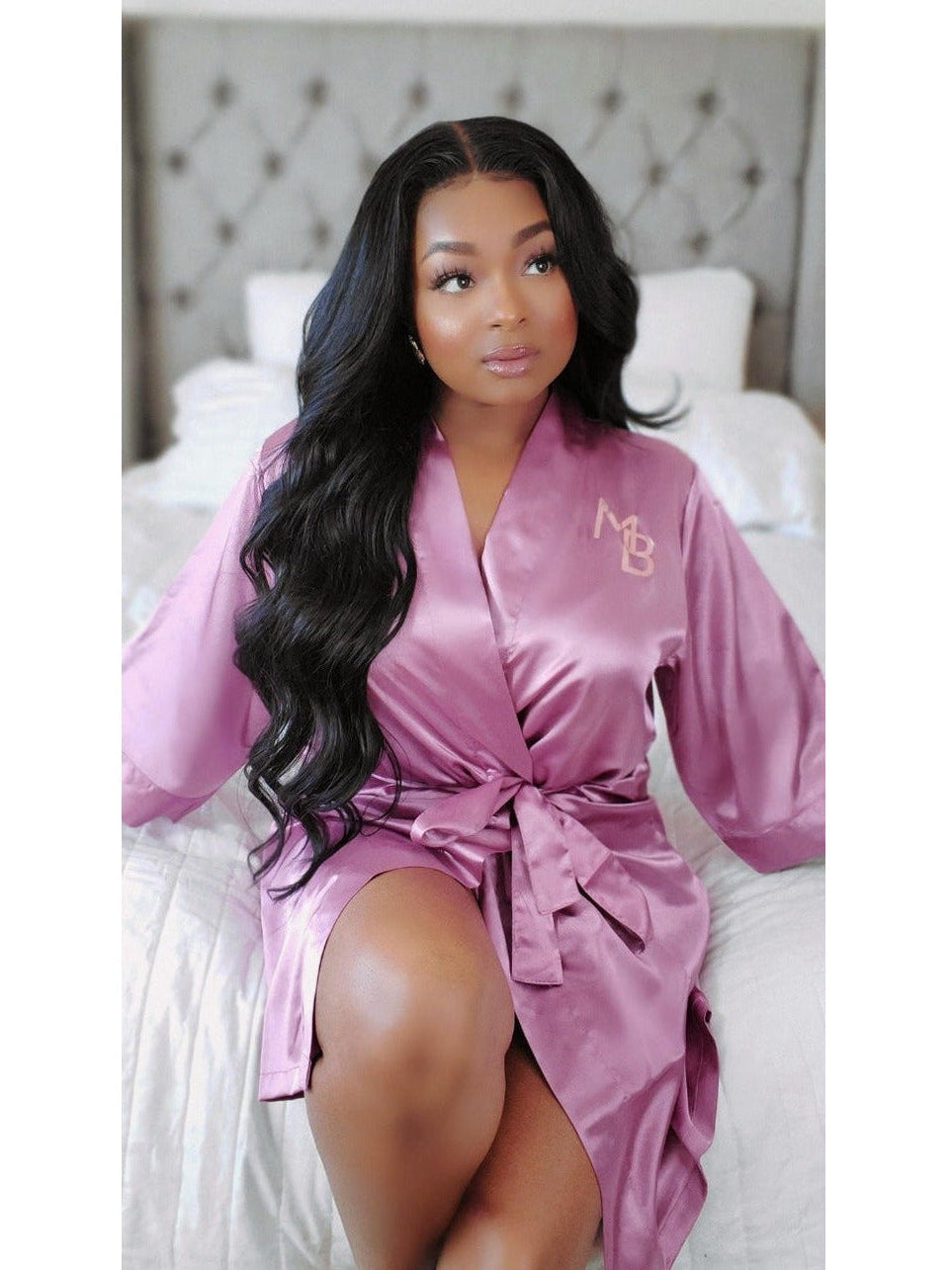 Satin Robe - Mauve Babe